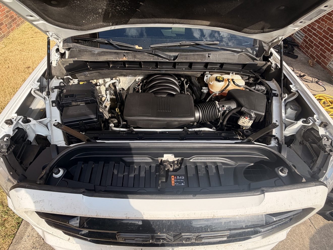The same engine bay cleaned after detailing