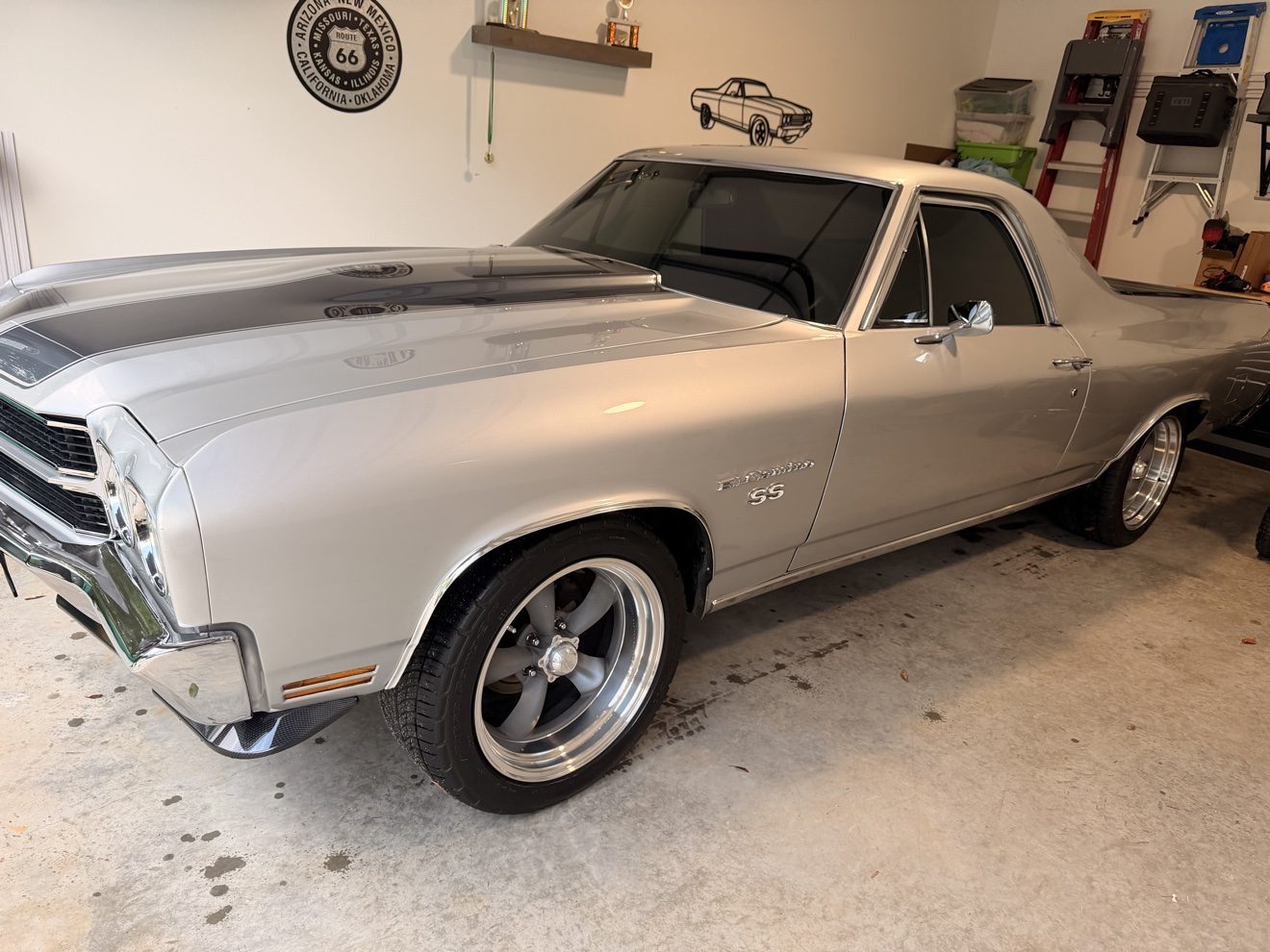 Silver El Camino SS after a full detail